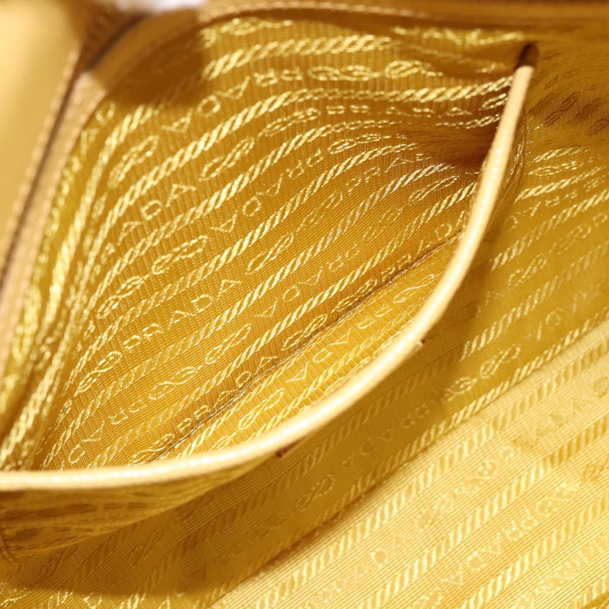 PRADA Hand Bag Safiano Leather Yellow Gold Auth mr2835V