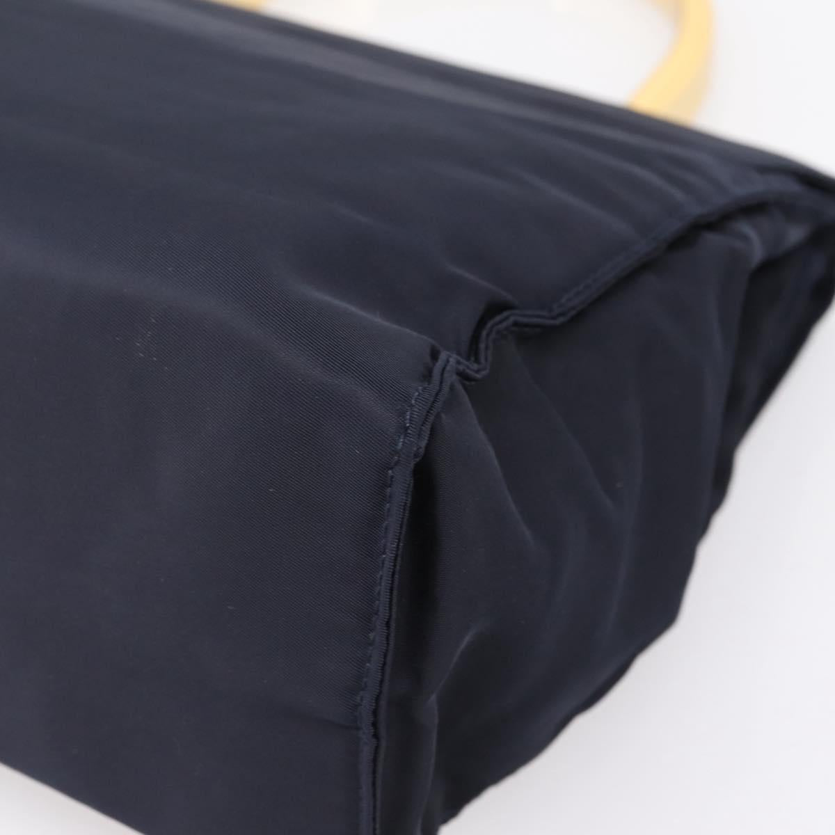PRADA Pocono Hand Bag Nylon Navy Gold Auth mr2836