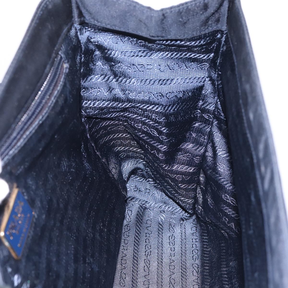 PRADA Pocono Hand Bag Nylon Navy Gold Auth mr2836