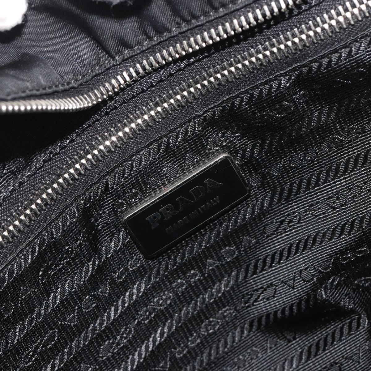 PRADA Pocono Hand Bag Nylon Leather Black Silver Auth mr2838