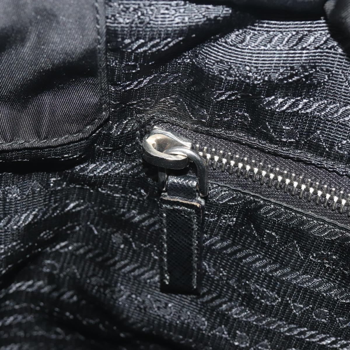PRADA Pocono Hand Bag Nylon Leather Black Silver Auth mr2838