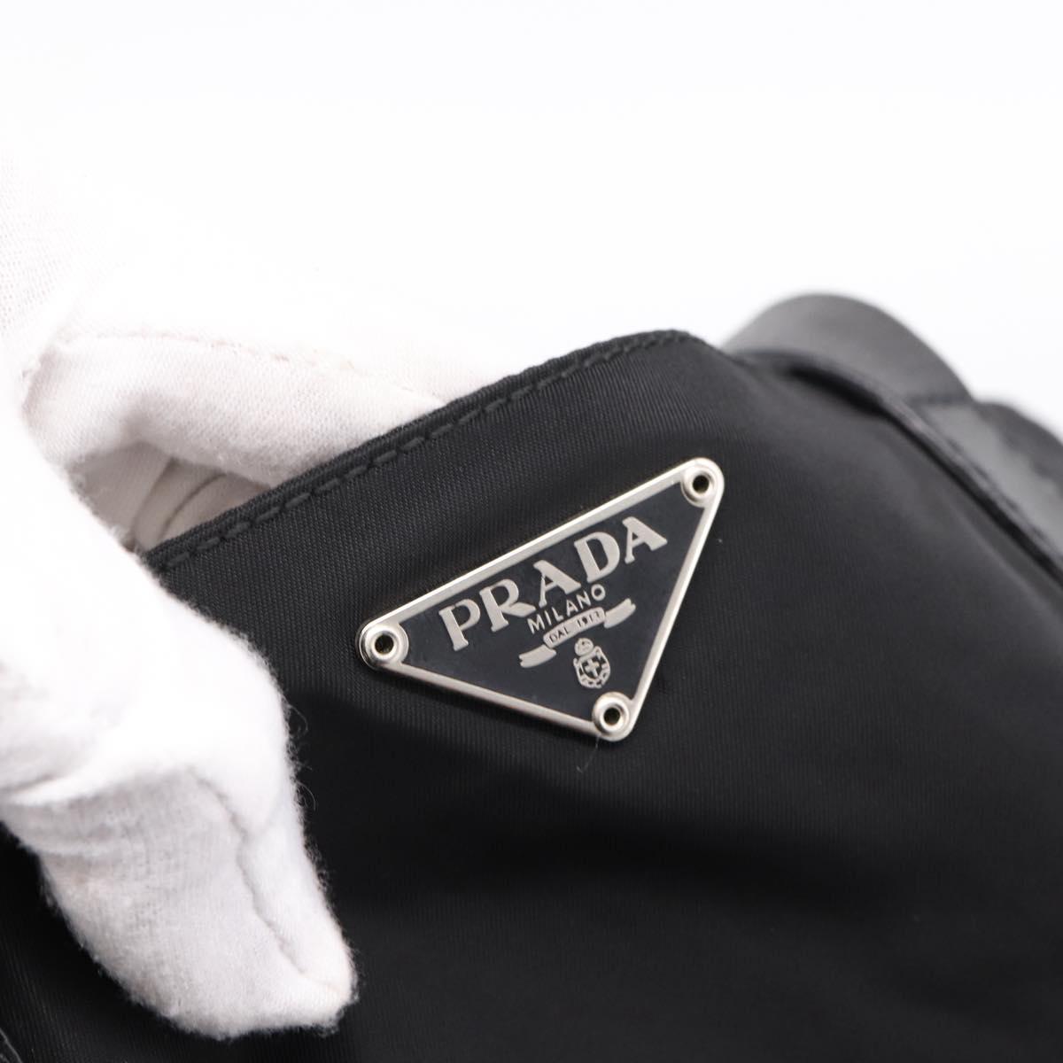 PRADA Pocono Tote Bag Nylon Black Silver Auth mr2839