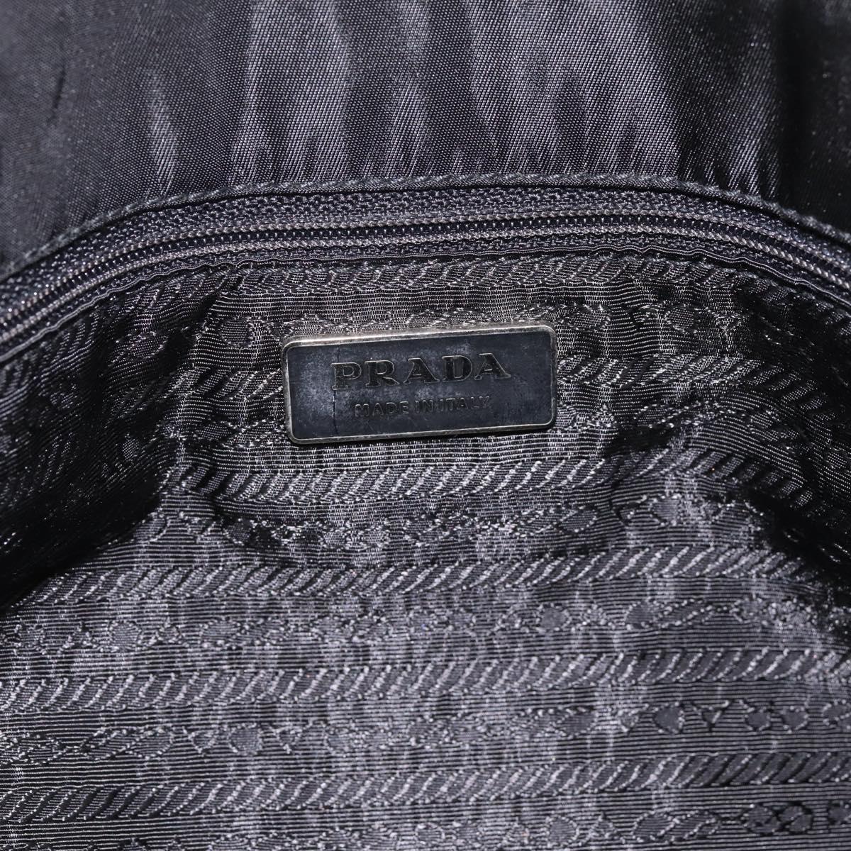 PRADA Pocono Tote Bag Nylon Black Silver Auth mr2839