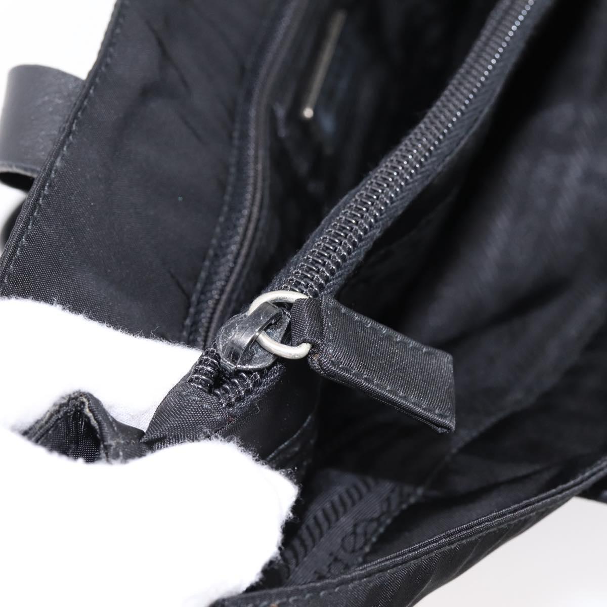 PRADA Pocono Tote Bag Nylon Black Silver Auth mr2839