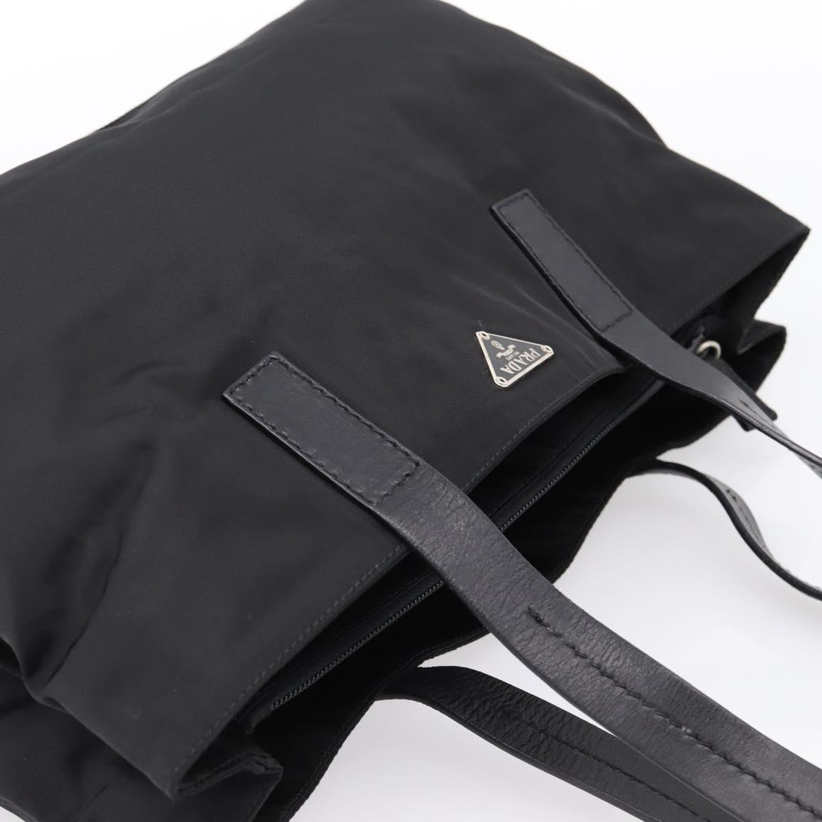 PRADA Pocono Tote Bag Nylon Black Silver Auth mr2839