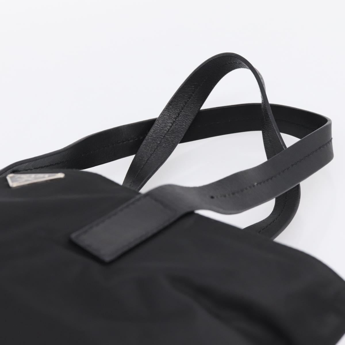 PRADA Pocono Tote Bag Nylon Black Silver Auth mr2839