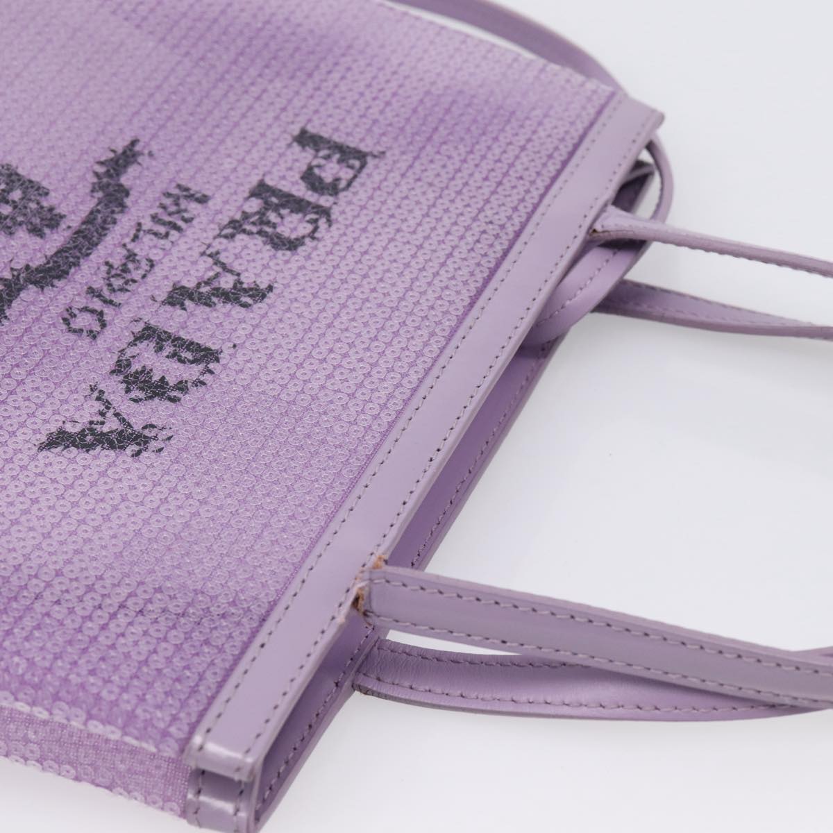 PRADA Hand Bag Mesh Sequins Purple Silver Auth mr2840