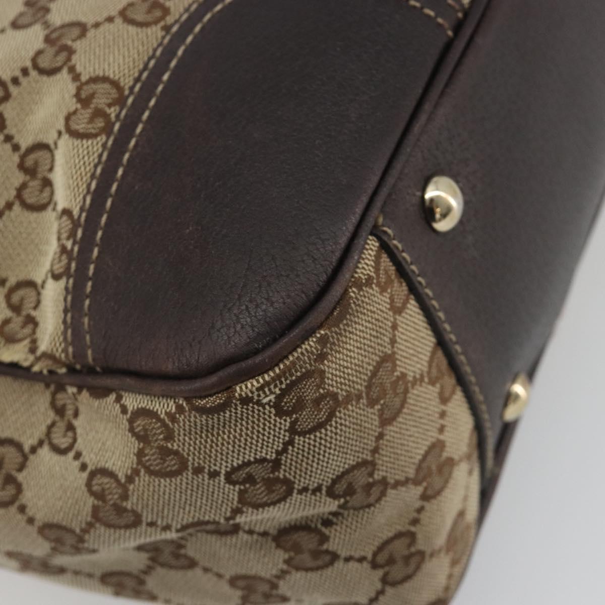 GUCCI GG Canvas Web Sherry Line Tote Bag Brown Gold 163805 Auth mr2841