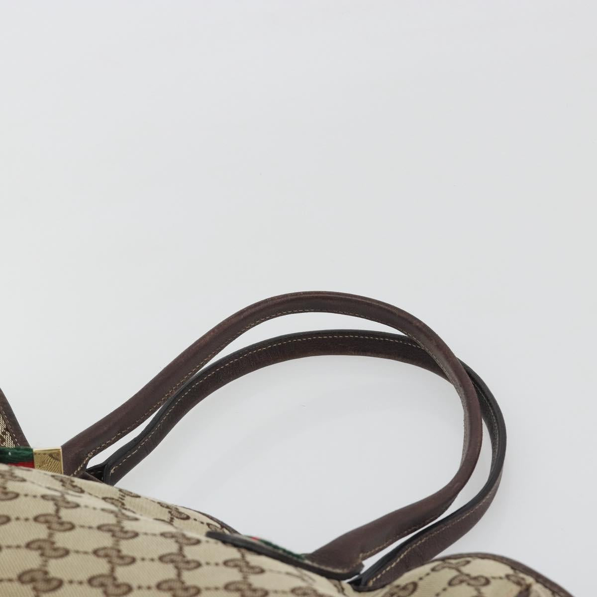 GUCCI GG Canvas Web Sherry Line Tote Bag Brown Gold 163805 Auth mr2841