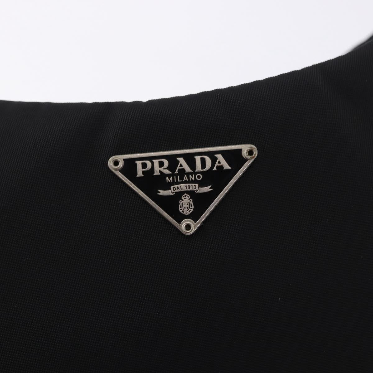 PRADA Hand Bag Nylon Black Silver Auth mr2842A