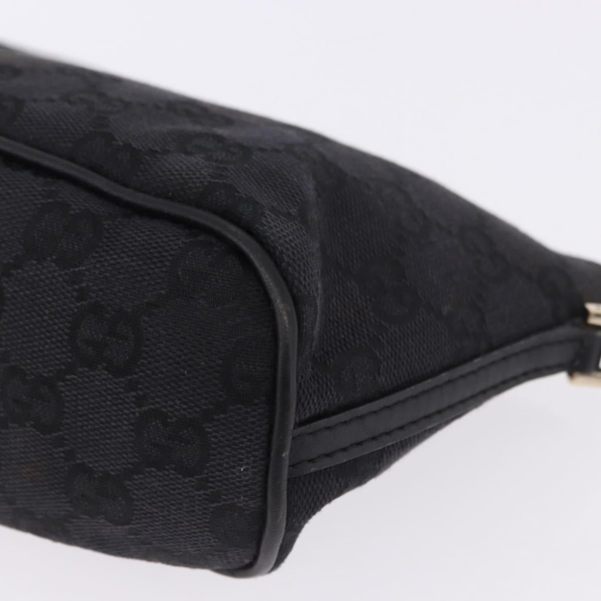 GUCCI GG Canvas Accessory Pouch Black Gold 089 1103 Auth mr2843