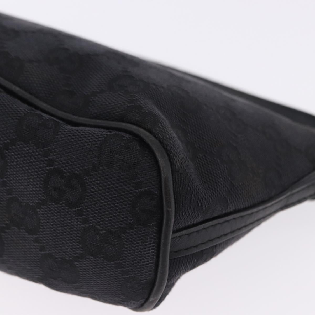 GUCCI GG Canvas Accessory Pouch Black Gold 089 1103 Auth mr2843