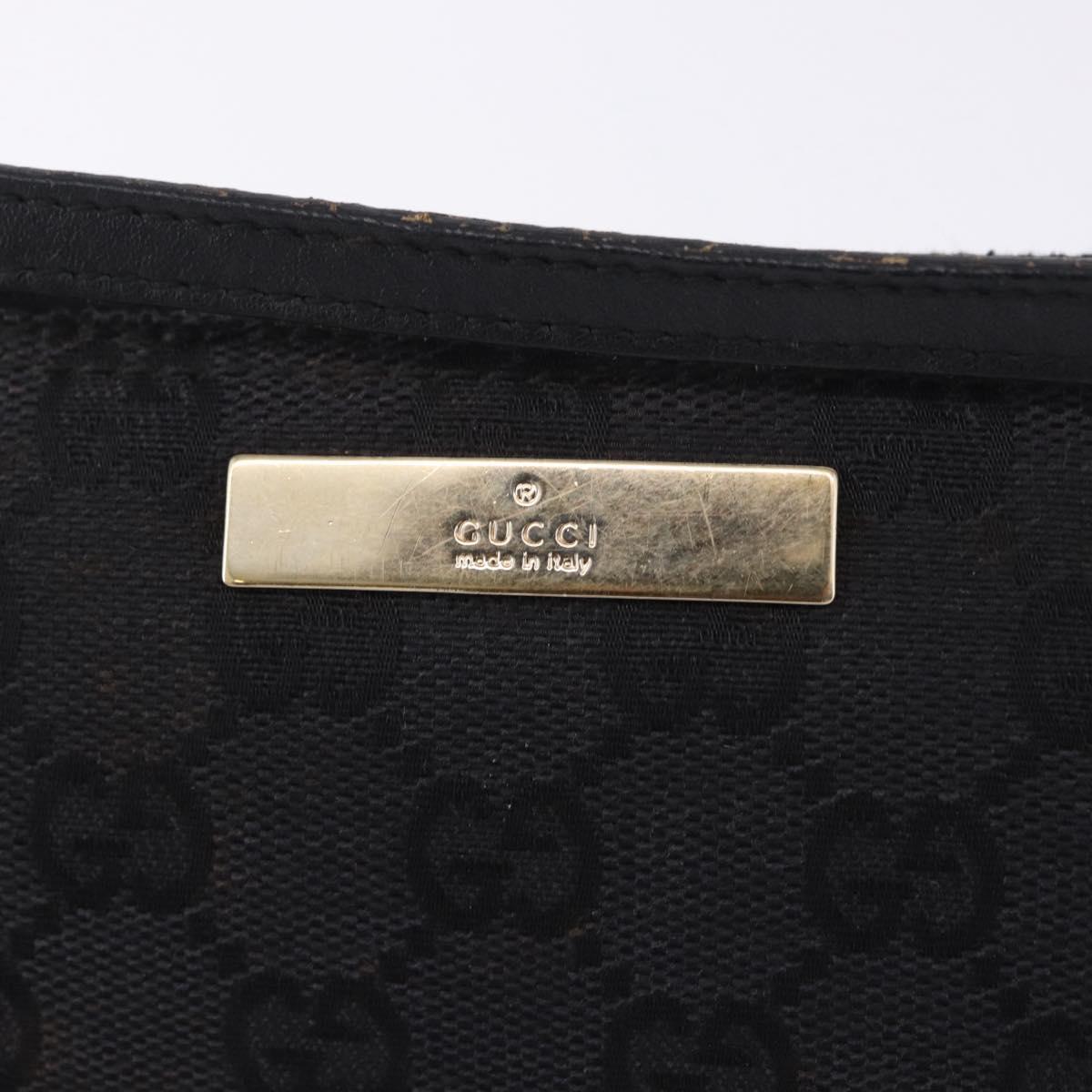 GUCCI GG Canvas Accessory Pouch Black Gold 089 1103 Auth mr2843