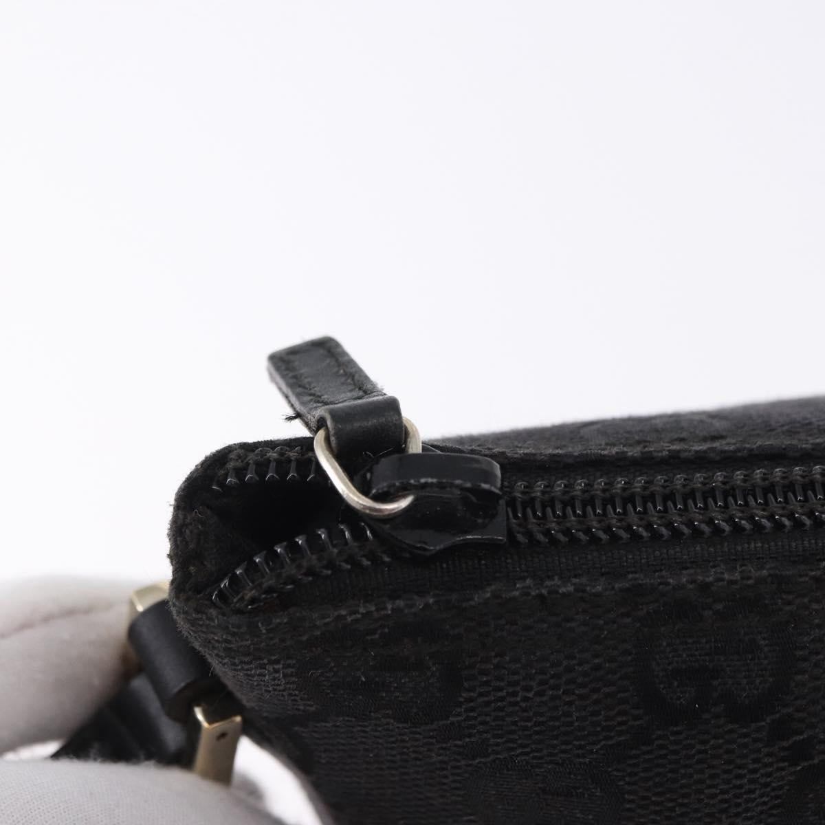 GUCCI GG Canvas Accessory Pouch Black Gold 089 1103 Auth mr2843
