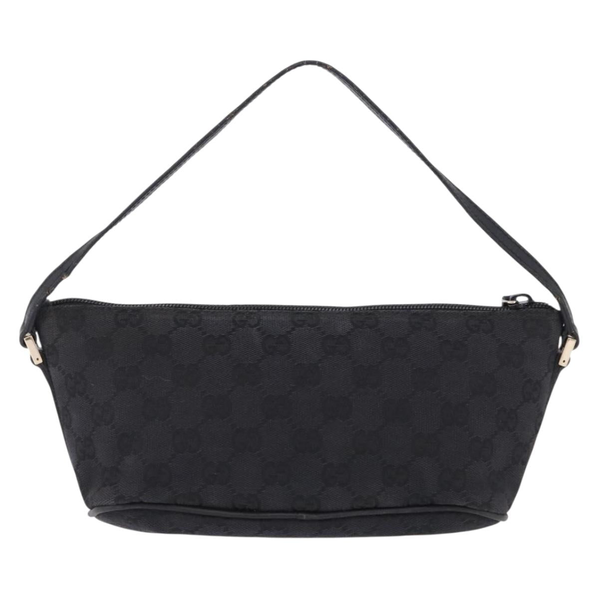 GUCCI GG Canvas Accessory Pouch Black Gold 089 1103 Auth mr2843