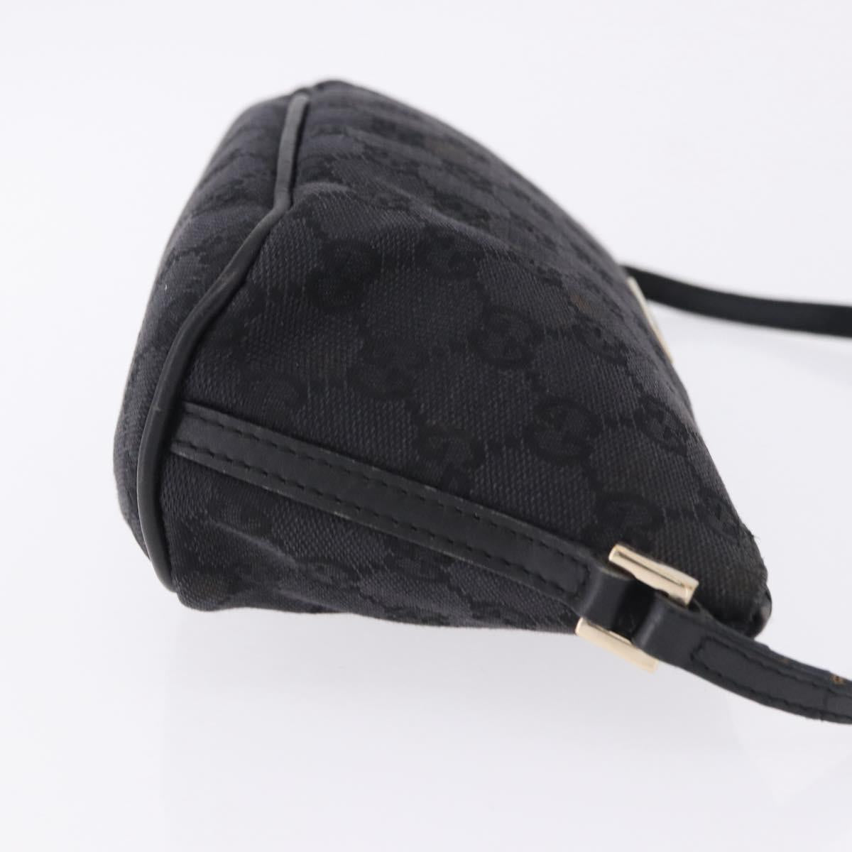 GUCCI GG Canvas Accessory Pouch Black Gold 089 1103 Auth mr2843