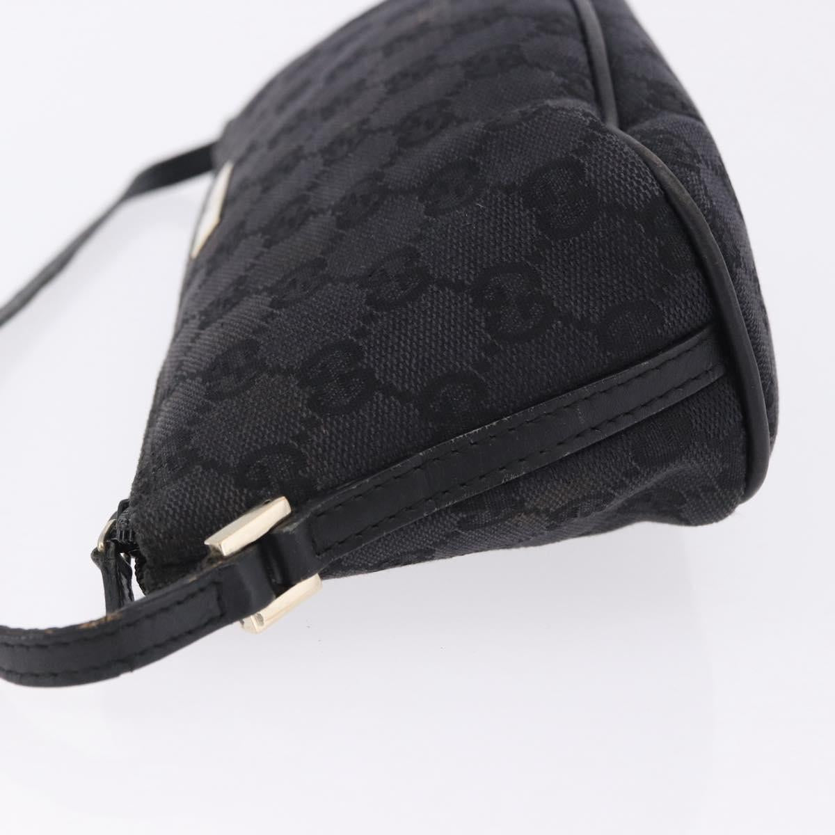 GUCCI GG Canvas Accessory Pouch Black Gold 089 1103 Auth mr2843