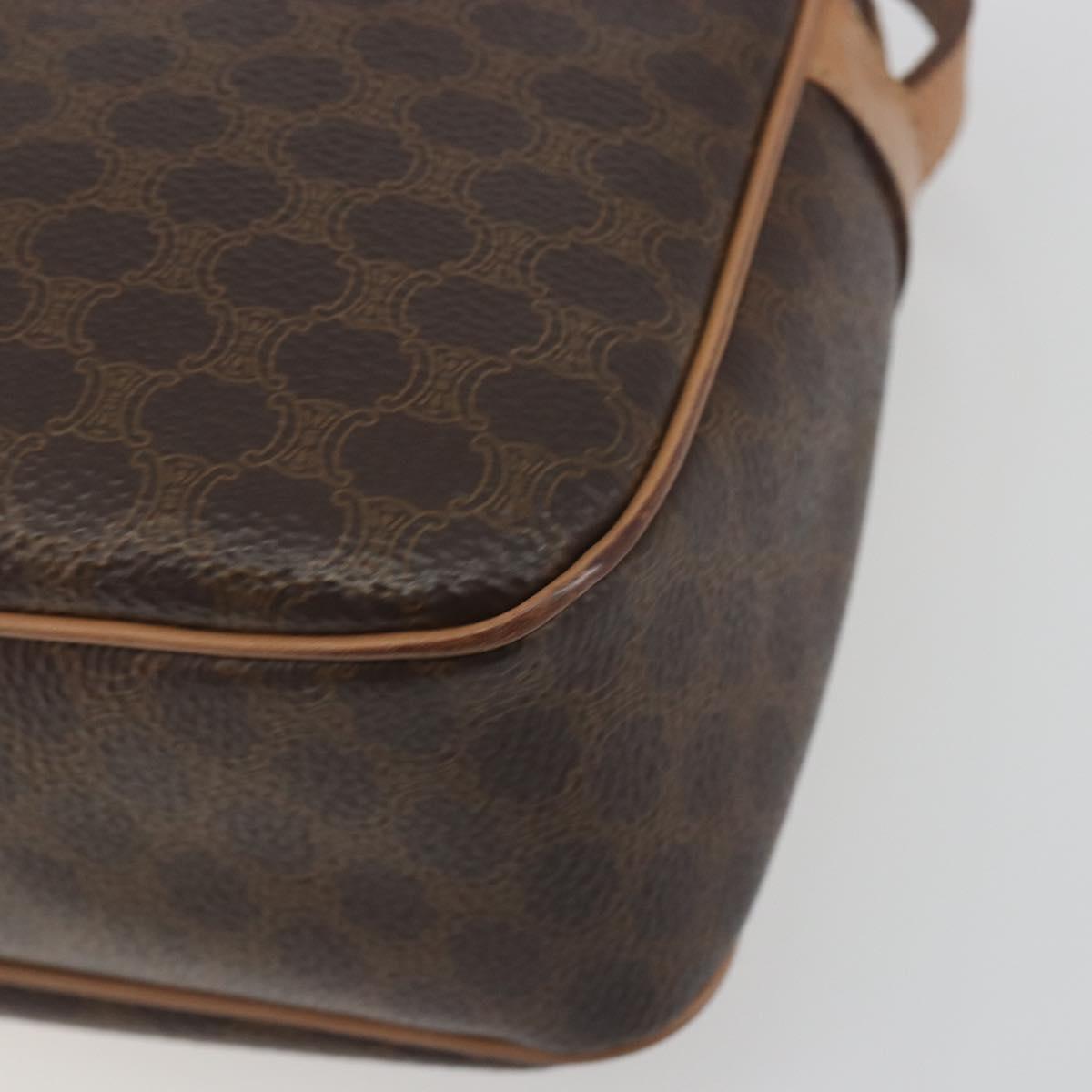 CELINE Macadam Canvas Shoulder Bag PVC Leather Brown Gold Auth mr2845