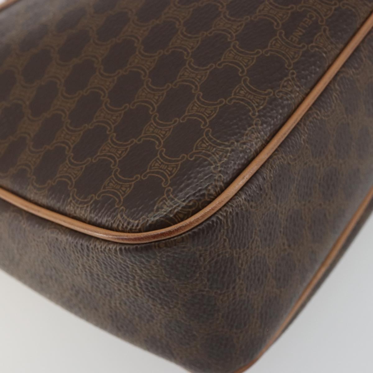 CELINE Macadam Canvas Shoulder Bag PVC Leather Brown Gold Auth mr2845