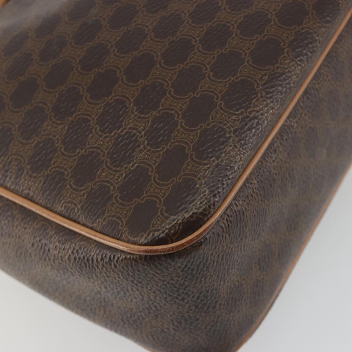 CELINE Macadam Canvas Shoulder Bag PVC Leather Brown Gold Auth mr2845