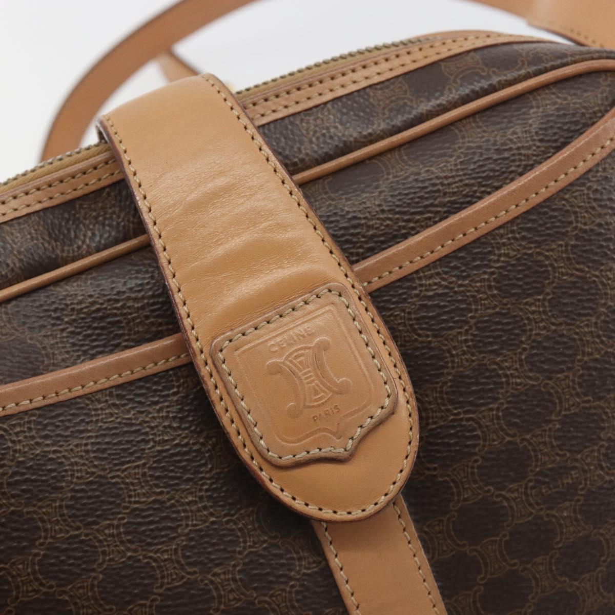 CELINE Macadam Canvas Shoulder Bag PVC Leather Brown Gold Auth mr2845