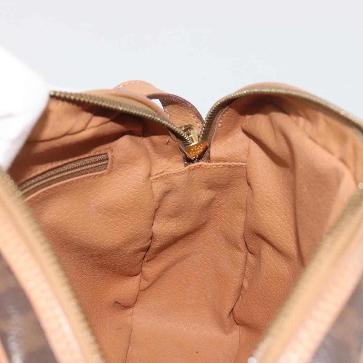 CELINE Macadam Canvas Shoulder Bag PVC Leather Brown Gold Auth mr2845