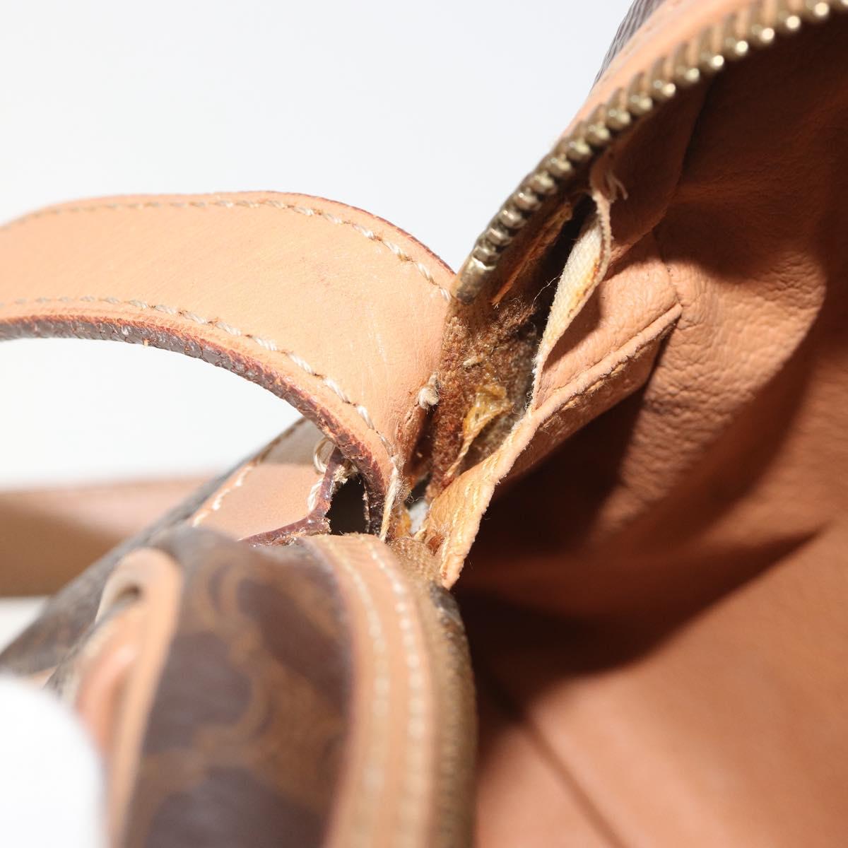 CELINE Macadam Canvas Shoulder Bag PVC Leather Brown Gold Auth mr2845