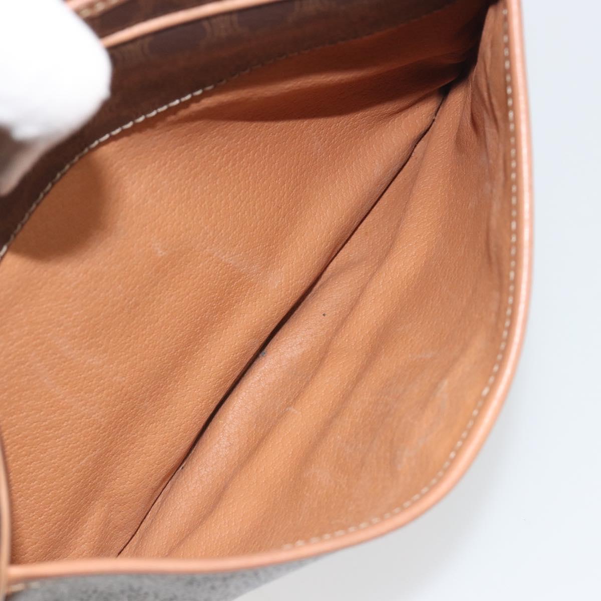 CELINE Macadam Canvas Shoulder Bag PVC Leather Brown Gold Auth mr2845