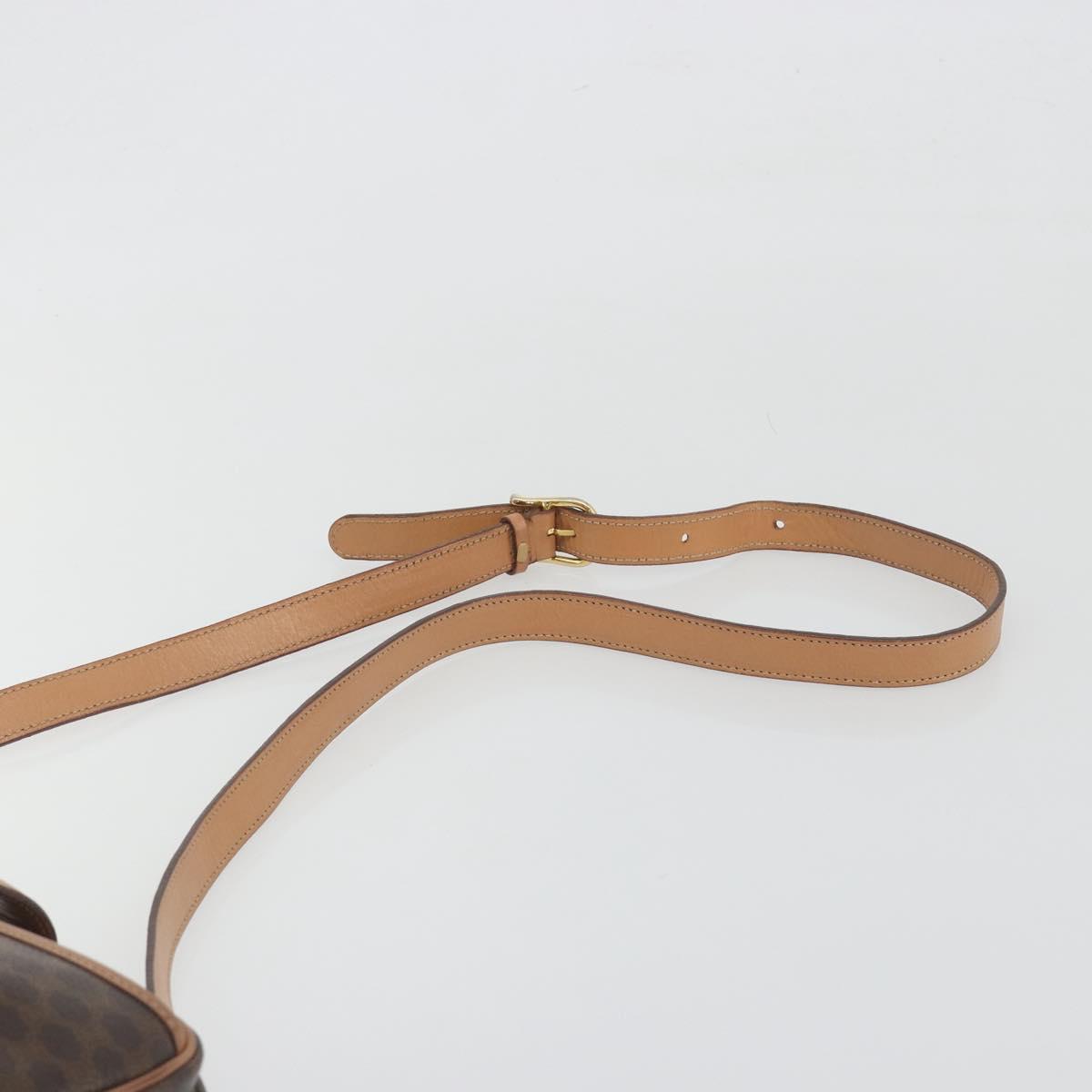 CELINE Macadam Canvas Shoulder Bag PVC Leather Brown Gold Auth mr2845
