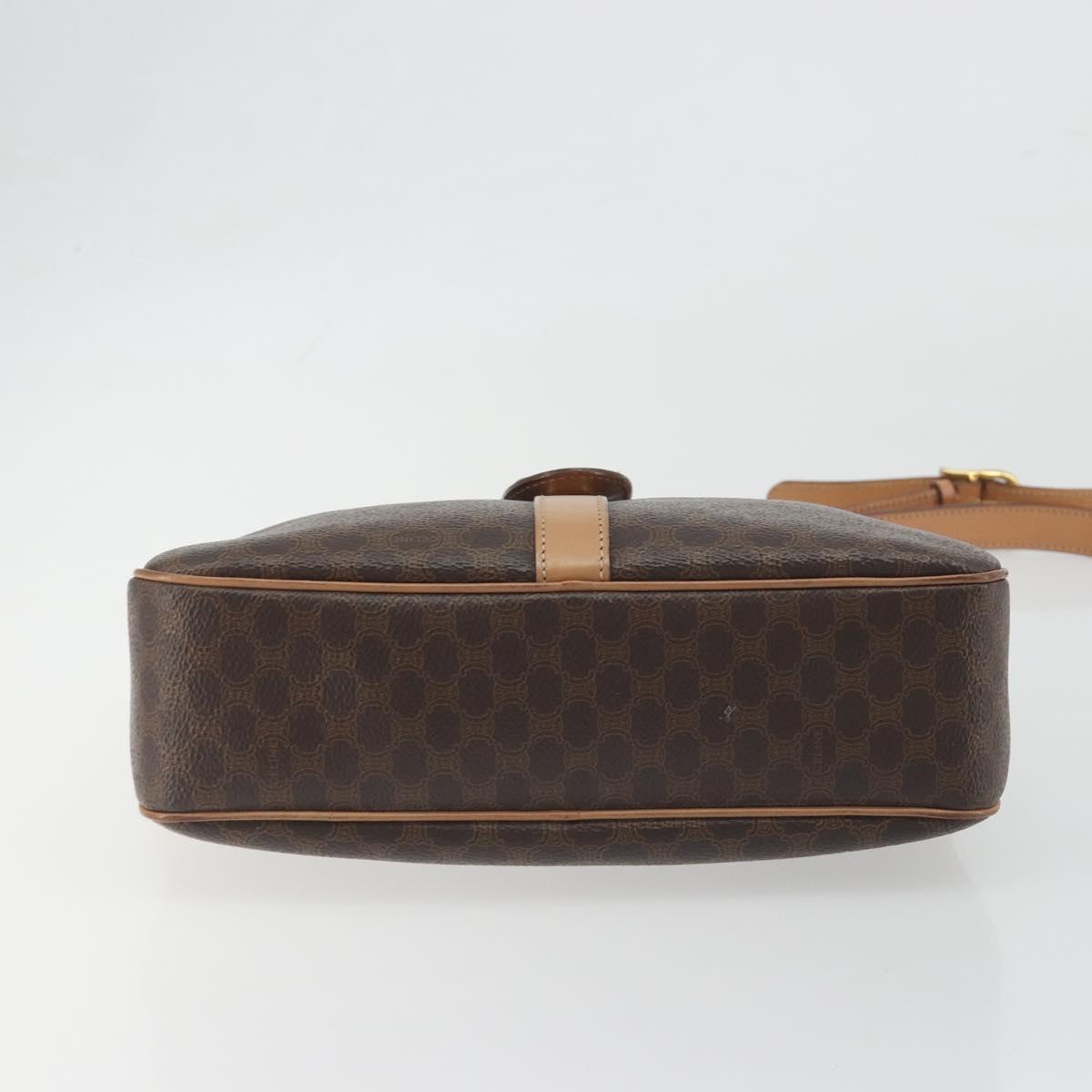 CELINE Macadam Canvas Shoulder Bag PVC Leather Brown Gold Auth mr2845