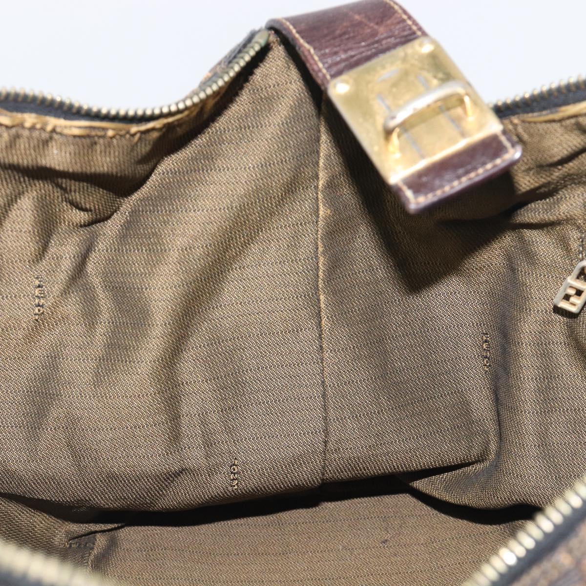 FENDI Zucca Canvas Vanity Pouch Hand Bag Black Brown Auth mr2846
