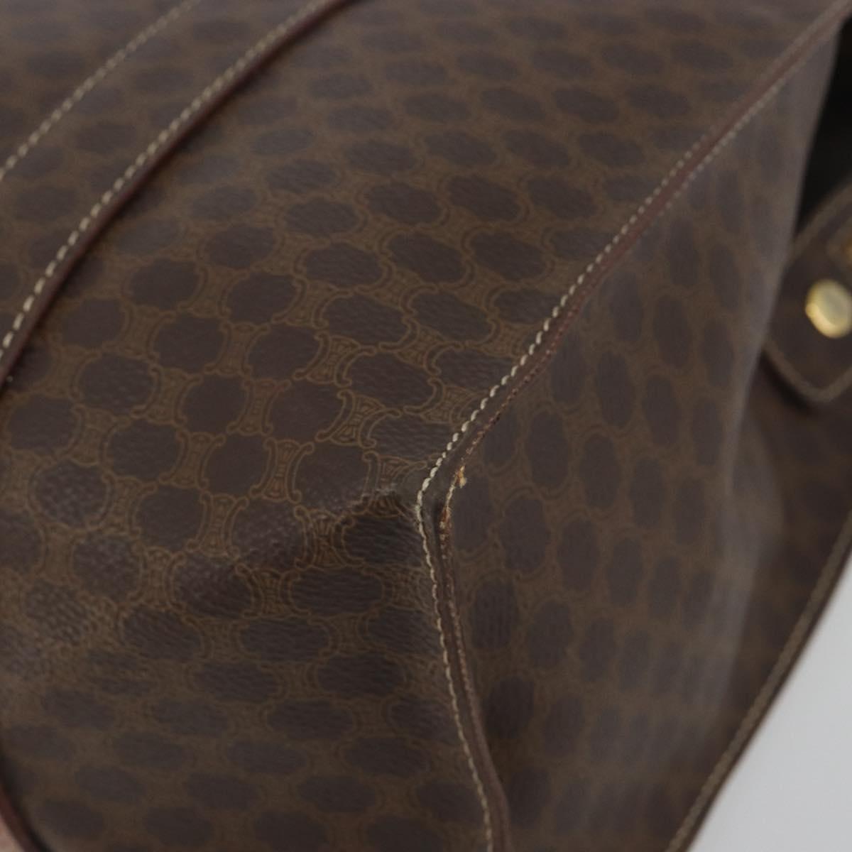 CELINE Macadam Canvas Tote Bag PVC Leather Brown Gold Auth mr2848