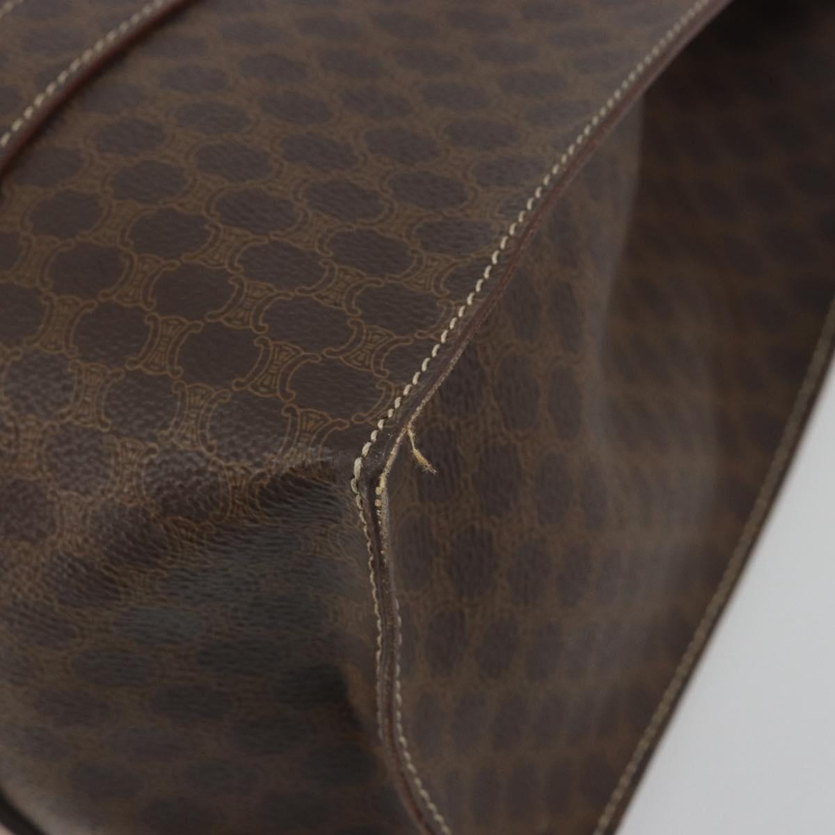 CELINE Macadam Canvas Tote Bag PVC Leather Brown Gold Auth mr2848