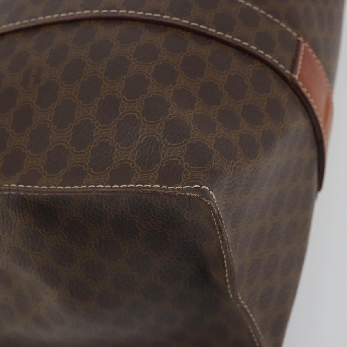 CELINE Macadam Canvas Tote Bag PVC Leather Brown Gold Auth mr2848
