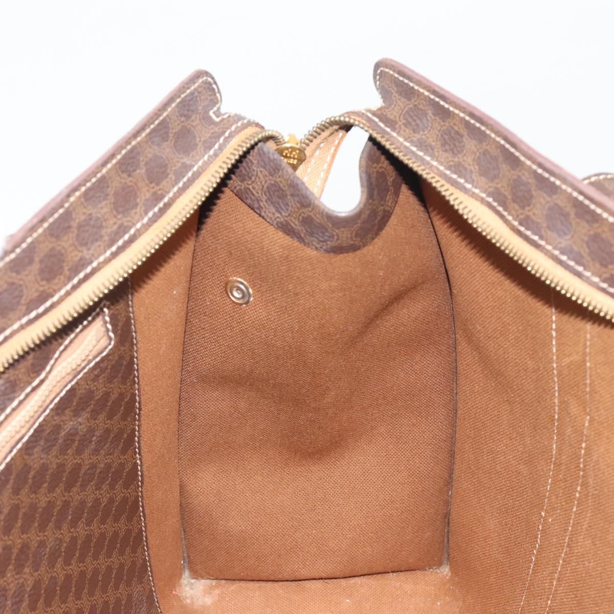 CELINE Macadam Canvas Tote Bag PVC Leather Brown Gold Auth mr2848