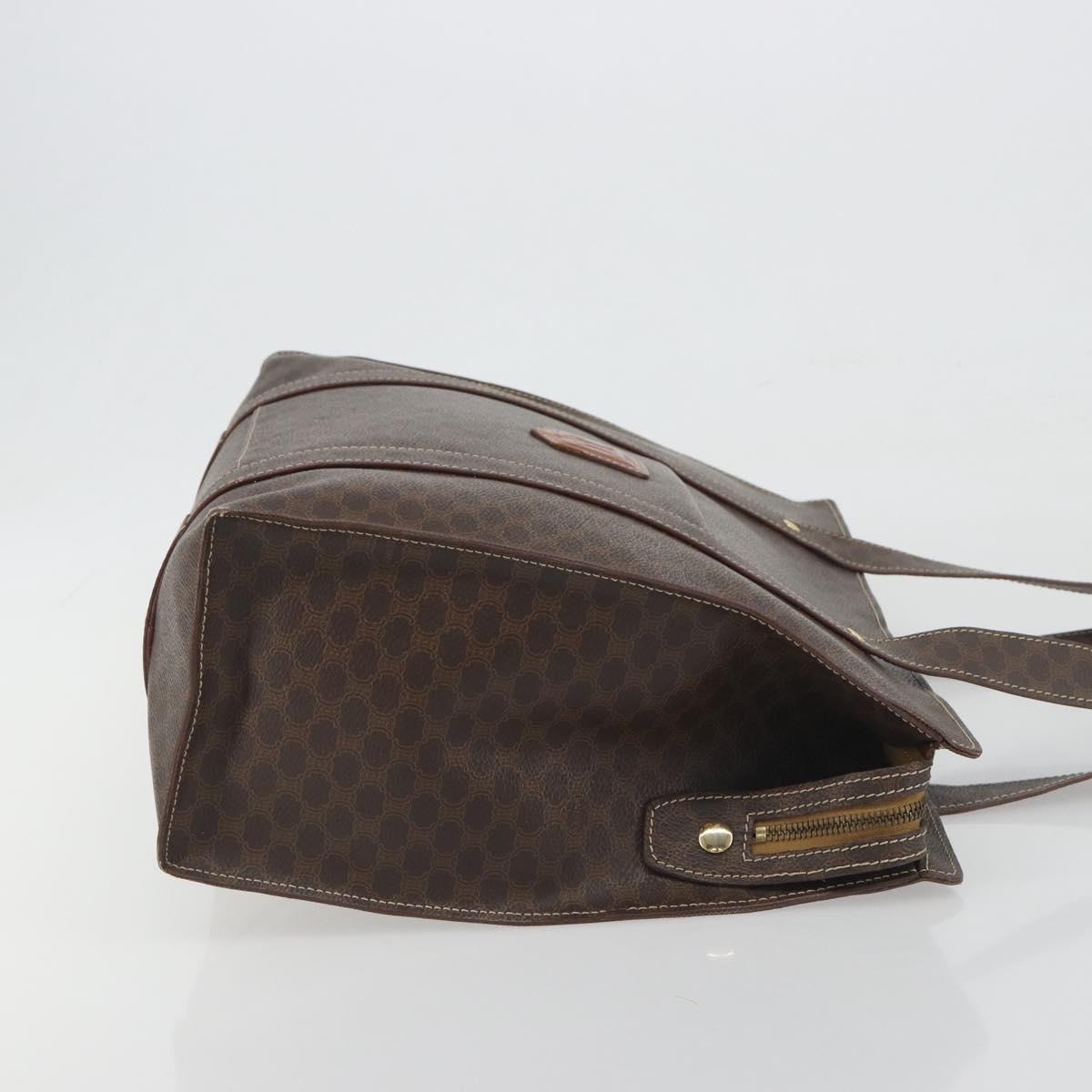 CELINE Macadam Canvas Tote Bag PVC Leather Brown Gold Auth mr2848
