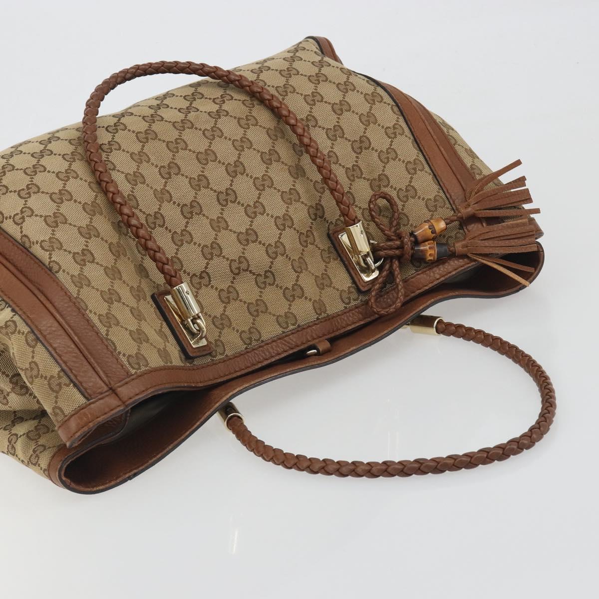 GUCCI GG Canvas Tote Bag Beige Gold 269945 Auth mr2849