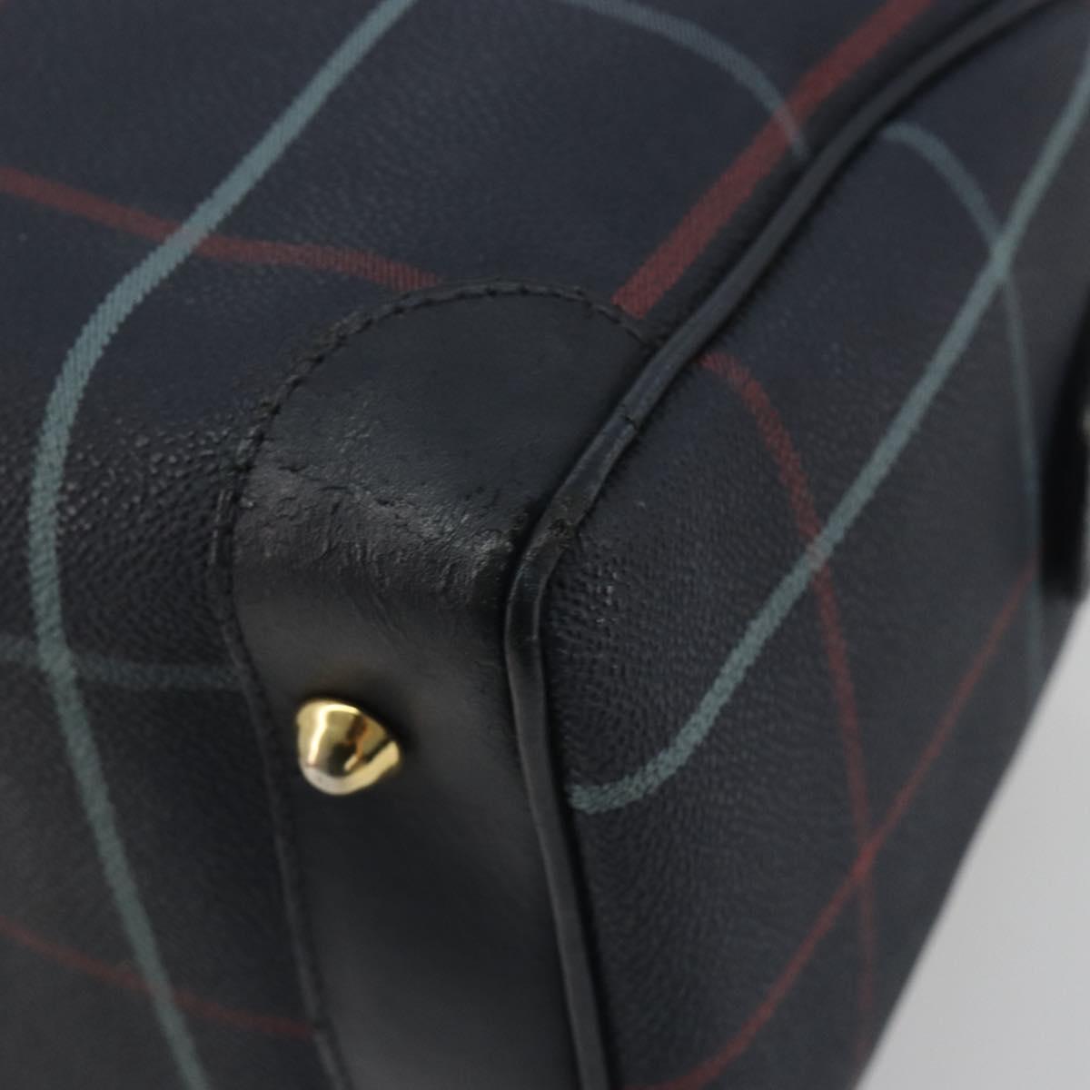 BURBERRY Mini Boston Bag PVC Navy Gold Auth mr2850