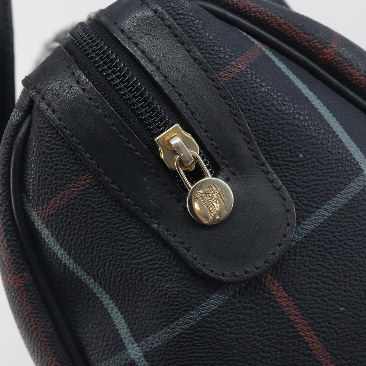 BURBERRY Mini Boston Bag PVC Navy Gold Auth mr2850