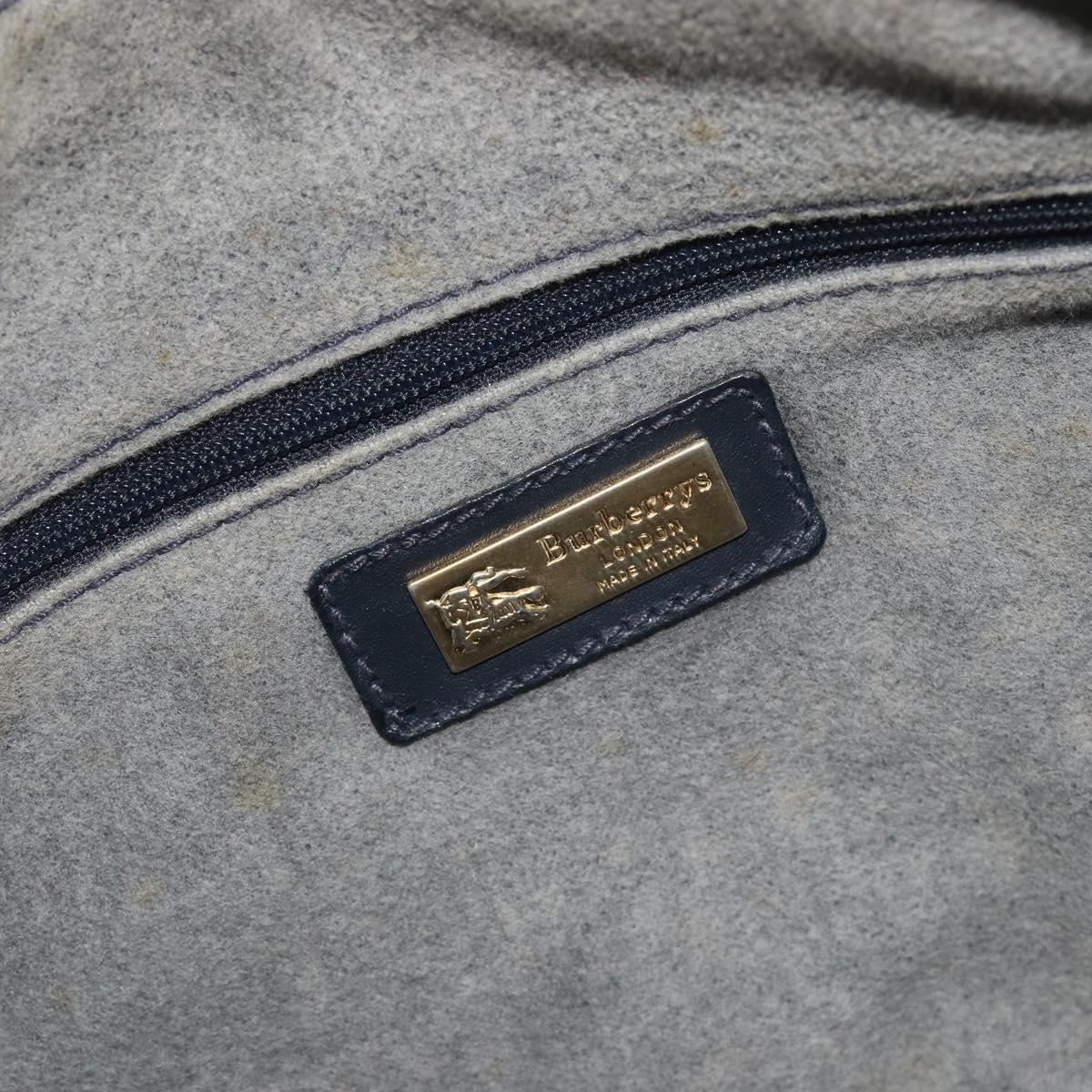 BURBERRY Mini Boston Bag PVC Navy Gold Auth mr2850