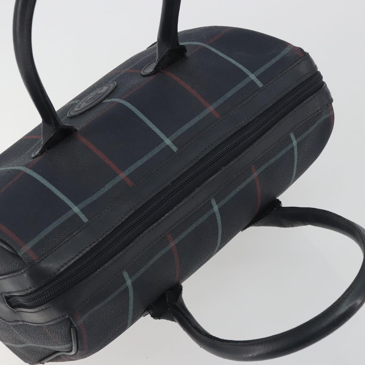 BURBERRY Mini Boston Bag PVC Navy Gold Auth mr2850