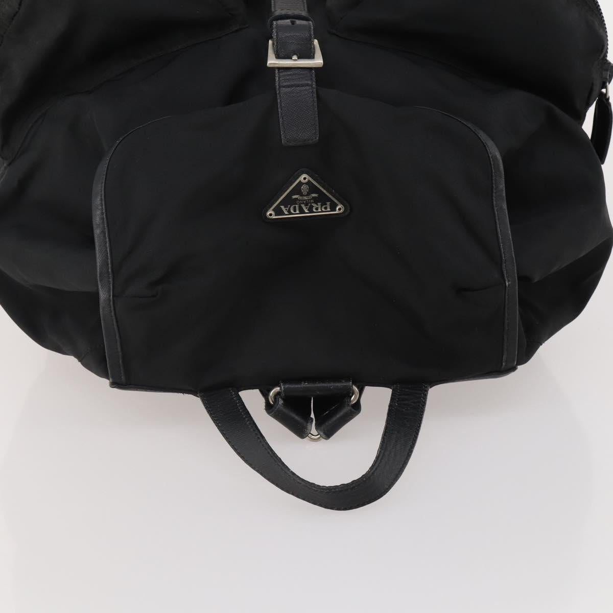 PRADA Backpack Nylon Black Silver Auth mr2851