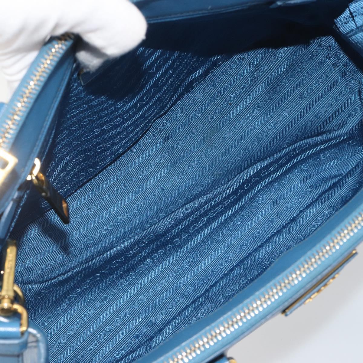 PRADA Shoulder Bag Safiano Leather 2way Blue Gold Auth mr2852V