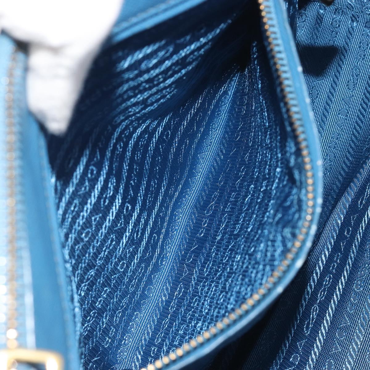 PRADA Shoulder Bag Safiano Leather 2way Blue Gold Auth mr2852V