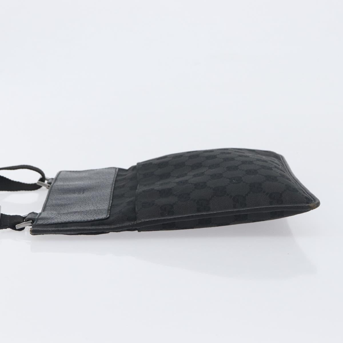 GUCCI GG Canvas Shoulder Bag Black Silver 27639 Auth mr2857