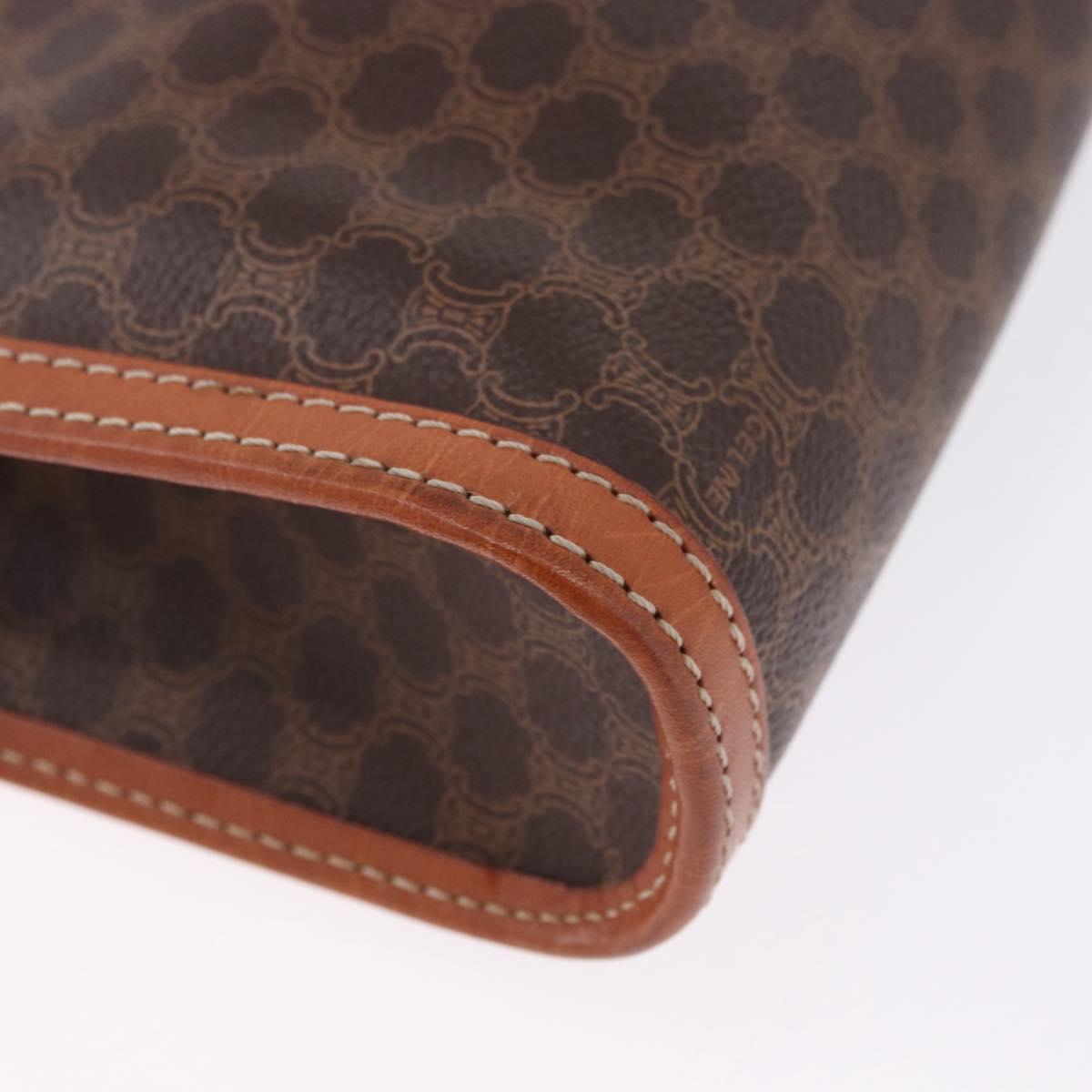 CELINE Macadam Canvas Clutch Bag PVC Leather Brown Gold Auth mr2859