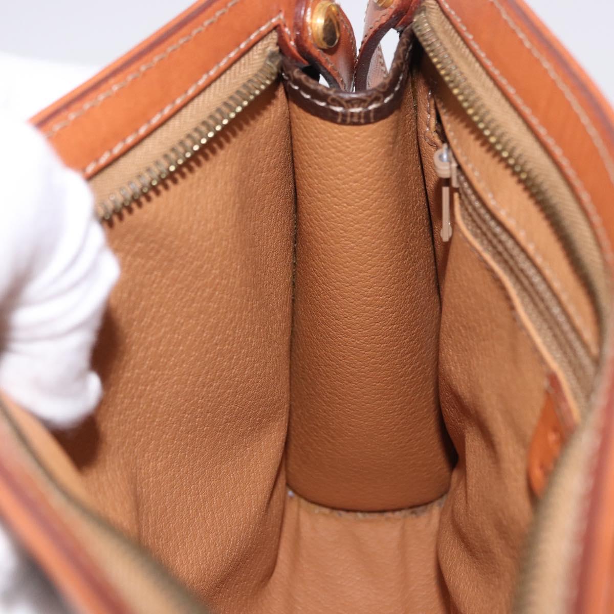 CELINE Macadam Canvas Clutch Bag PVC Leather Brown Gold Auth mr2859