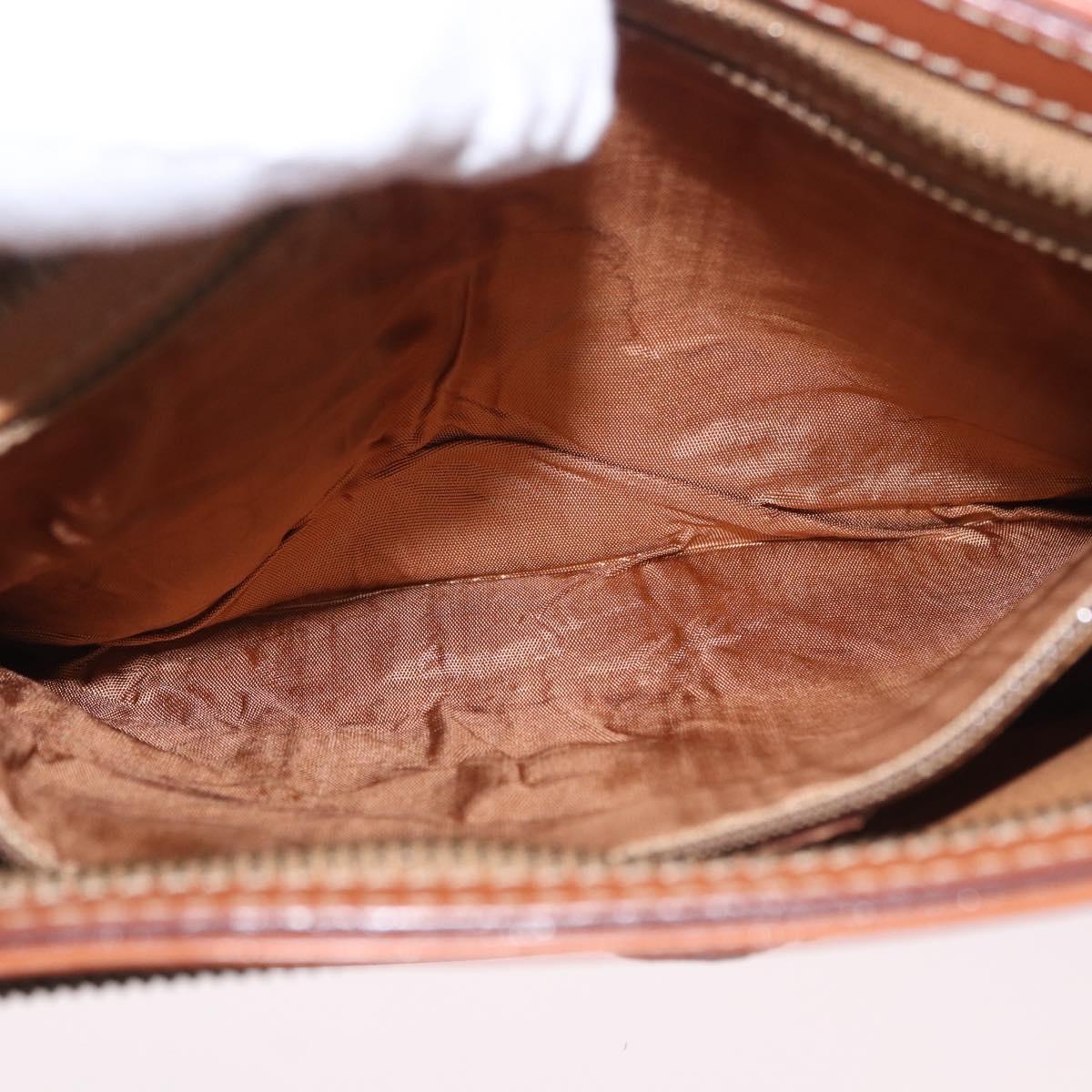 CELINE Macadam Canvas Clutch Bag PVC Leather Brown Gold Auth mr2859