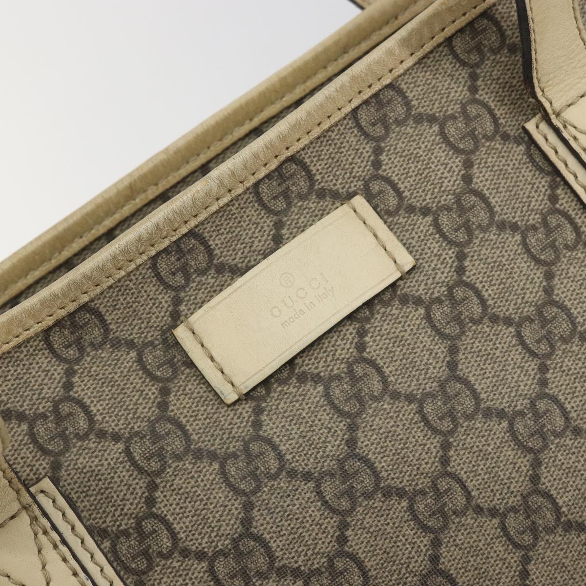 GUCCI GG Supreme Tote Bag PVC Beige Silver 211138 Auth mr2860