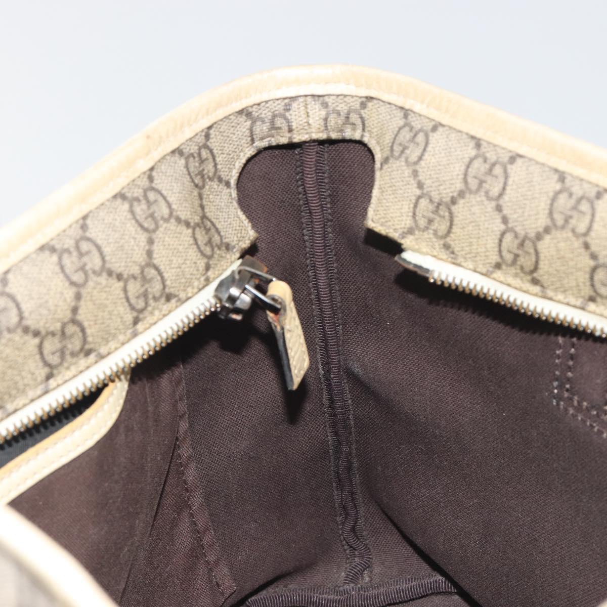 GUCCI GG Supreme Tote Bag PVC Beige Silver 211138 Auth mr2860